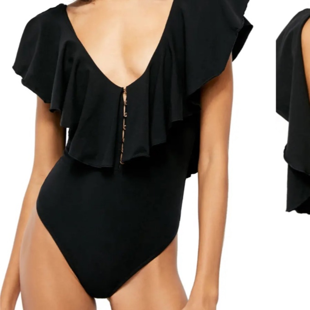 Flirty Free People ruffled bodysuit